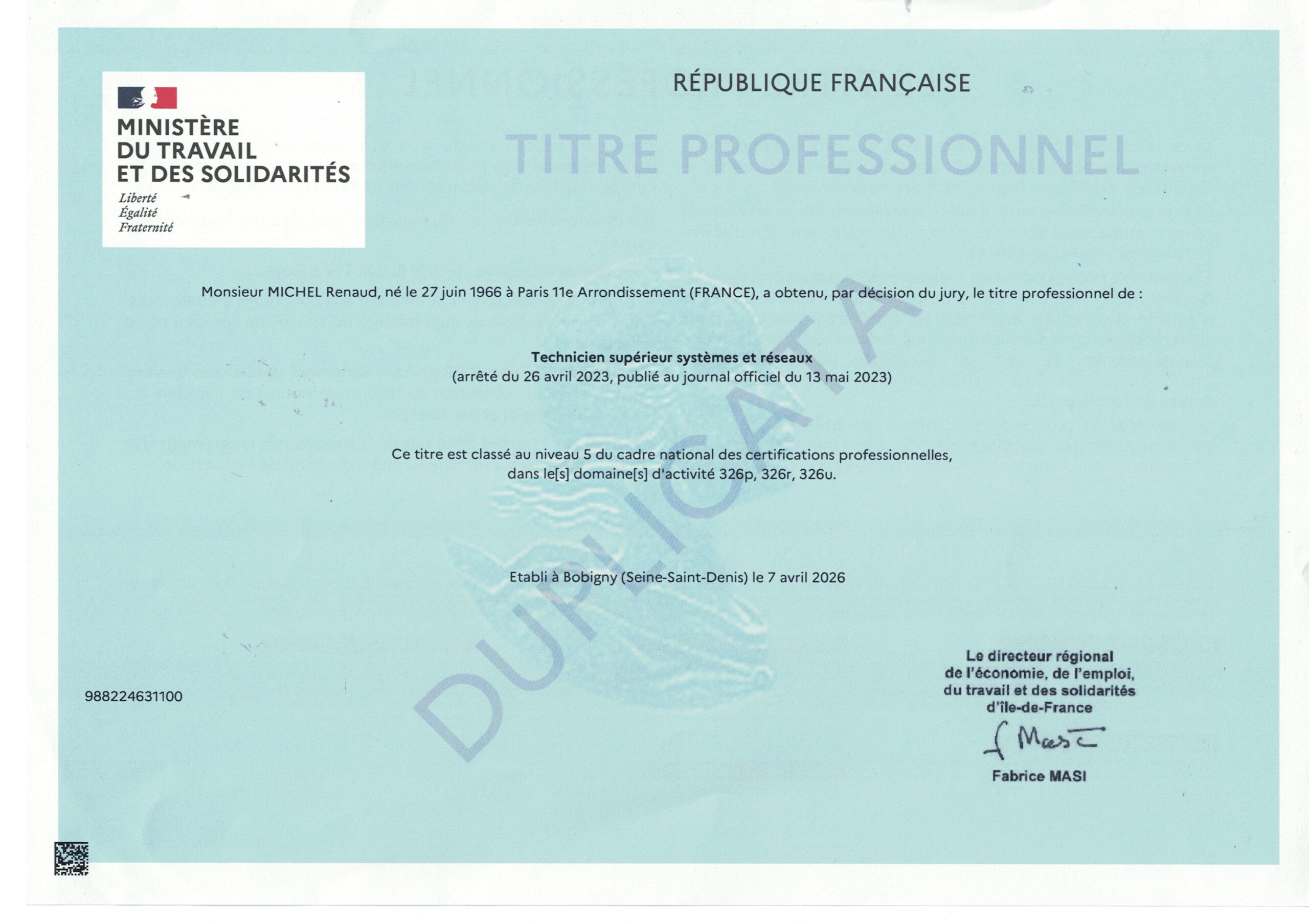 Diplome Renaud – TSSR